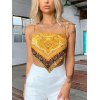 EMMIOL Scarf Print Tie Back Satin Cami Bandana Top