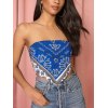EMMIOL Scarf Print Tie Back Satin Cami Bandana Top