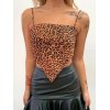 EMMIOL Scarf Print Tie Back Satin Cami Bandana Top