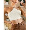 EMMIOL Tie Back Crochet Halter Crop Top