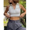 EMMIOL Zipper Front Stitch Detail Crop Top