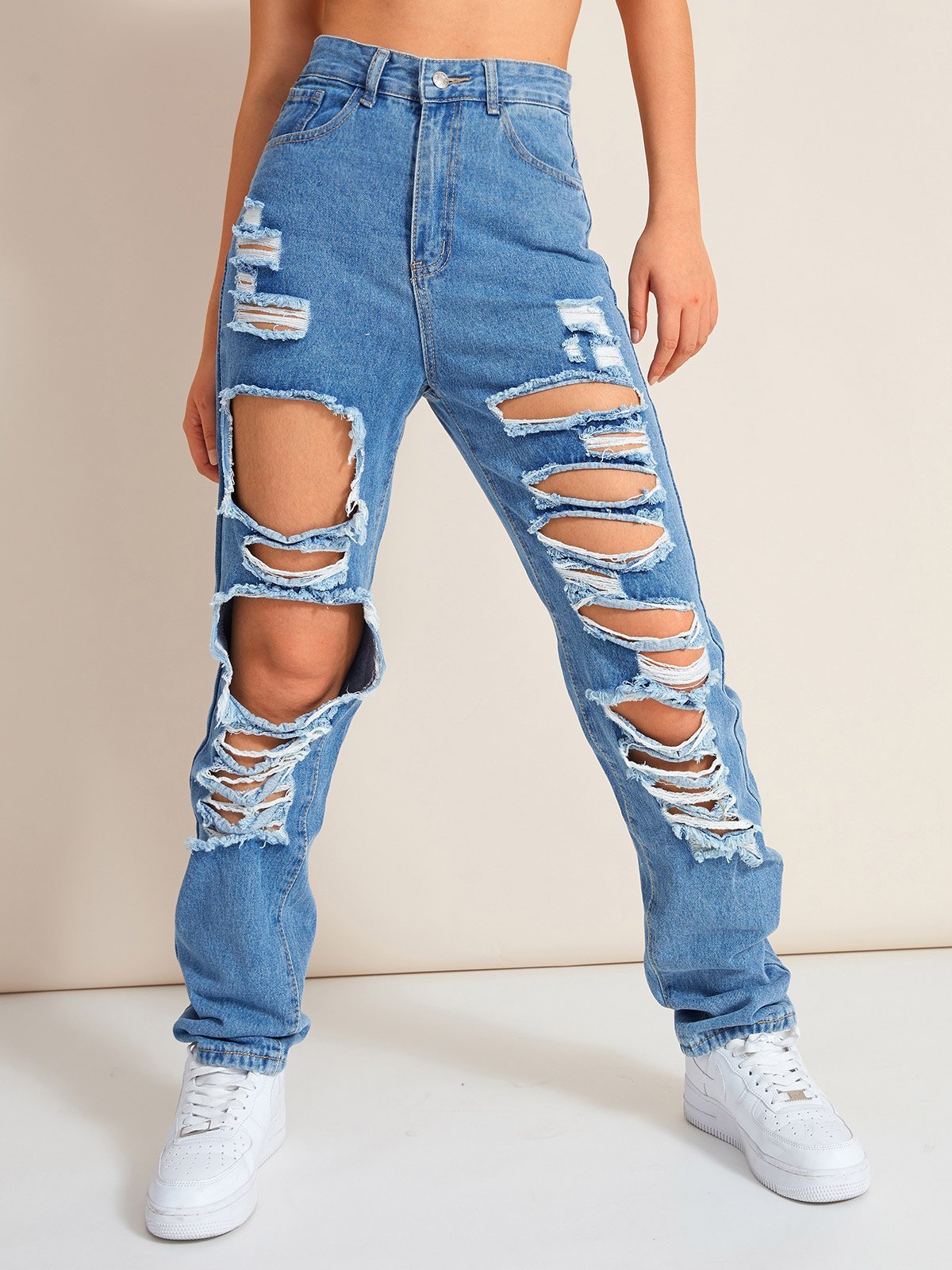 EMMIOL Jeans strappati rotti lavati