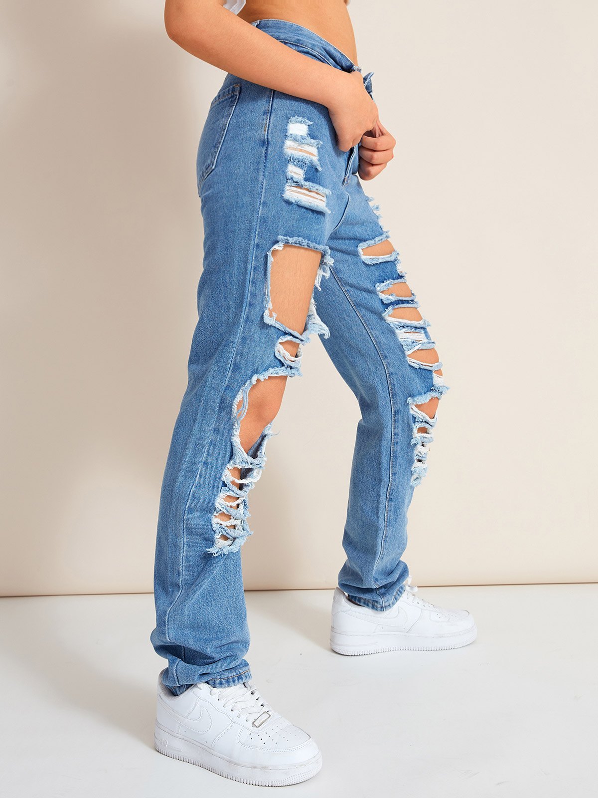 EMMIOL Jeans strappati rotti lavati