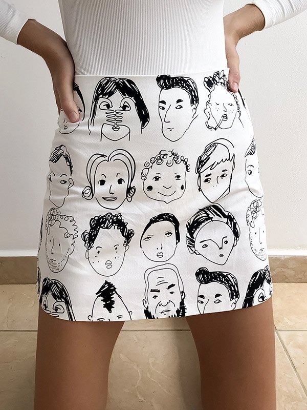 EMMIOL Minifalda Cara pintada a mano