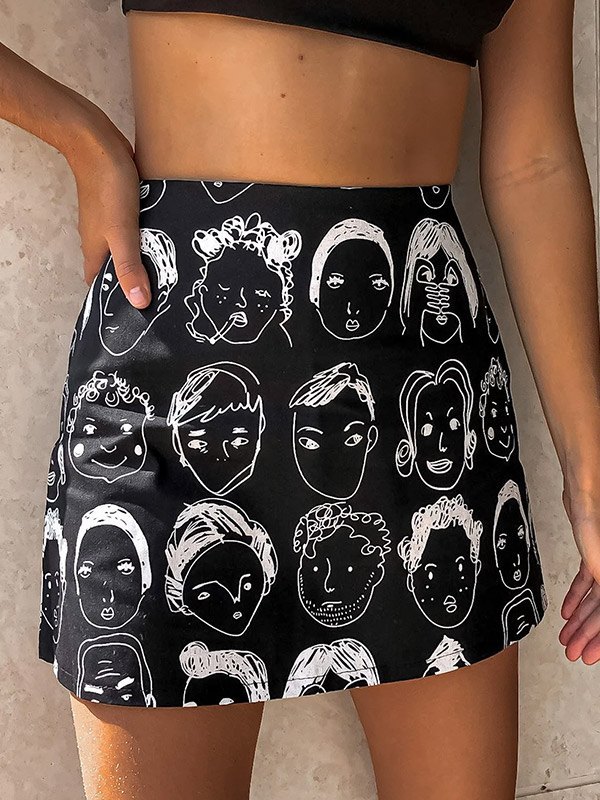 EMMIOL Minifalda Cara pintada a mano