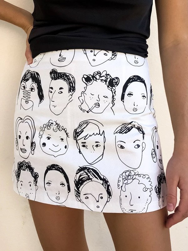 EMMIOL Minifalda Cara pintada a mano