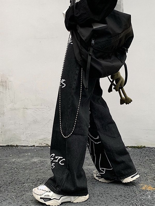 EMMIOL Cartoon Grafik Boyfriend Jeans