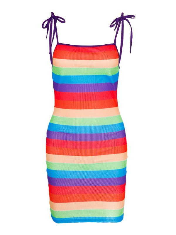 blue dress for baby girl Preppy Summer Stripe Mini Aesthetic Bodycon Dress XL main image 1