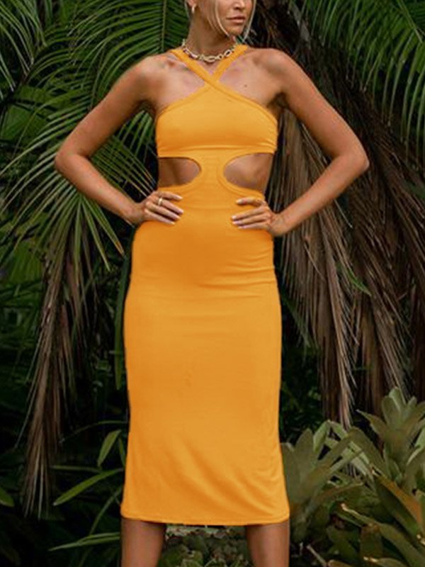 EMMIOL Bodycon Cutout Halter Maxi Dress