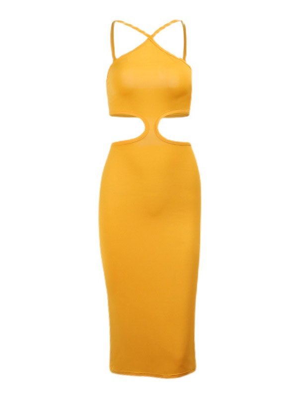 EMMIOL Bodycon Cutout Halter Maxi Dress