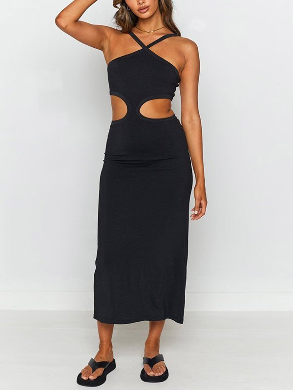 EMMIOL Bodycon Cutout Halter Maxi Dress