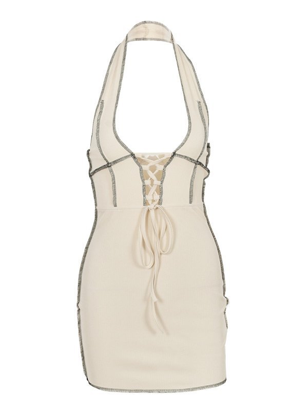 EMMIOL Ribbed Halter Bodycon Mini Dress