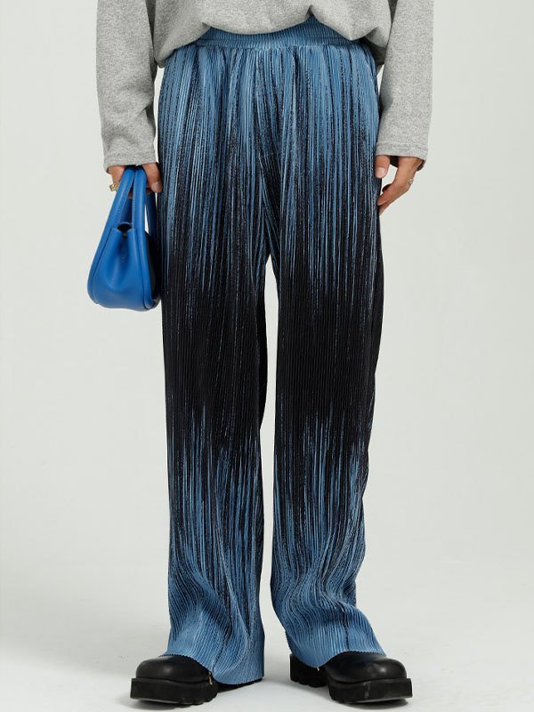 EMMIOL Pantalones arrugados con rayas anudadas y teñidas para hombre