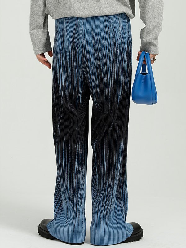 EMMIOL Pantalones arrugados con rayas anudadas y teñidas para hombre