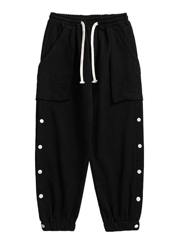 EMMIOL Pantalón jogger con botones de algodón para hombre