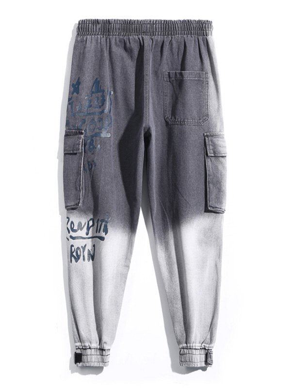 EMMIOL Men's Bleached Printed Jogger Jeans