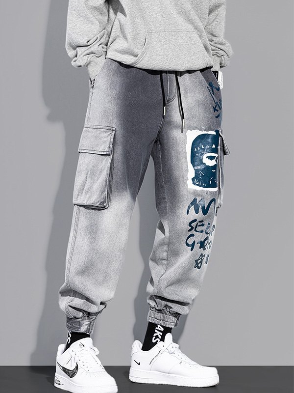 2022 Jeans jogger stampati sbiancati da uomo Grigio XL In Jeans Online  Store. Best For Sale | Emmiol.com