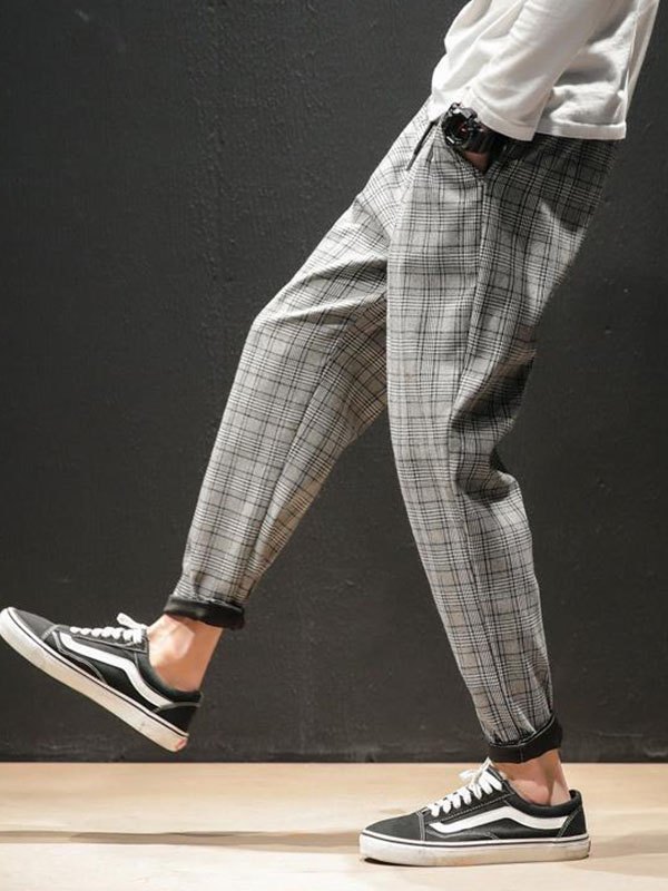 EMMIOL Men's Checked Tapered Pants