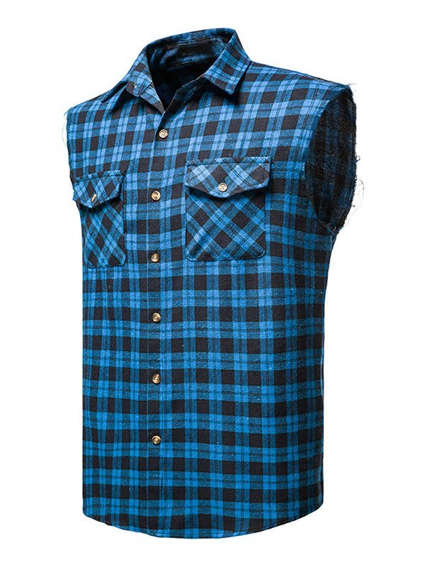 EMMIOL Men's Sleeveless Plaid Shirt