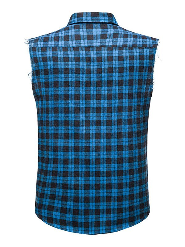 EMMIOL Men's Sleeveless Plaid Shirt