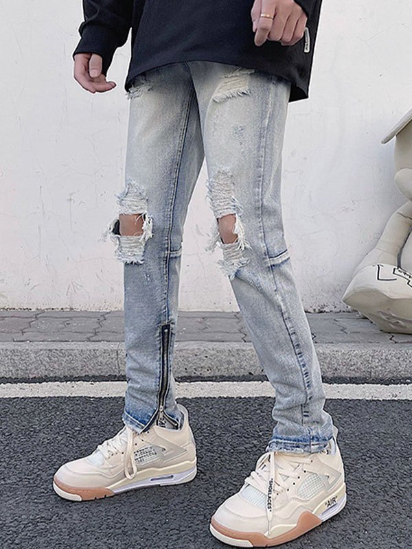 EMMIOL Men's Ripped Slim Straight Jeans