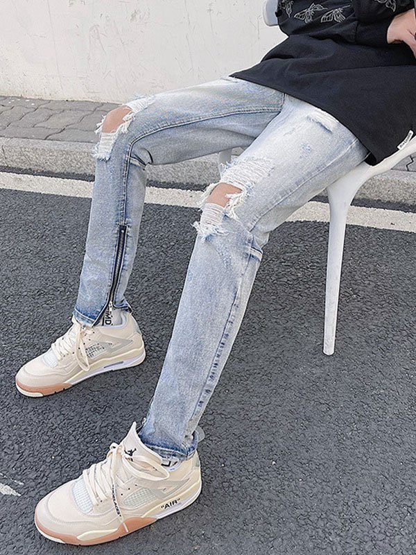 EMMIOL Men's Ripped Slim Straight Jeans