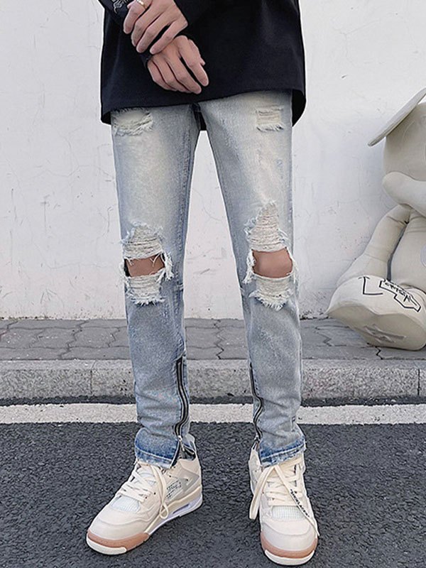 EMMIOL Men's Ripped Slim Straight Jeans