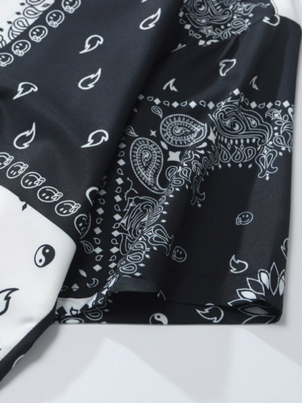 EMMIOL Camisa con estampado de paisley patchwork para hombre