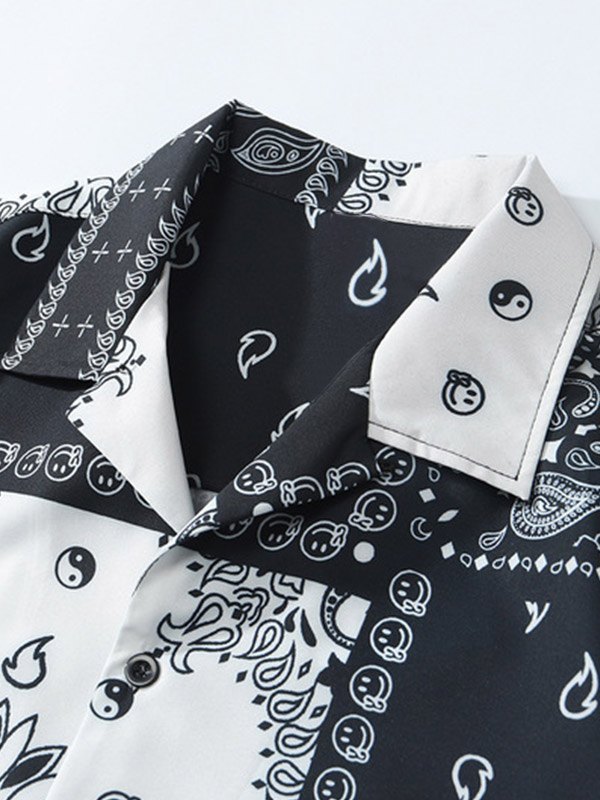 EMMIOL Camisa con estampado de paisley patchwork para hombre