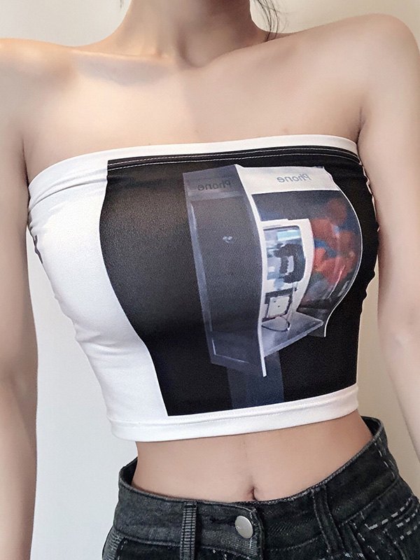 EMMIOL Phone Booth Crop Bandeau Top