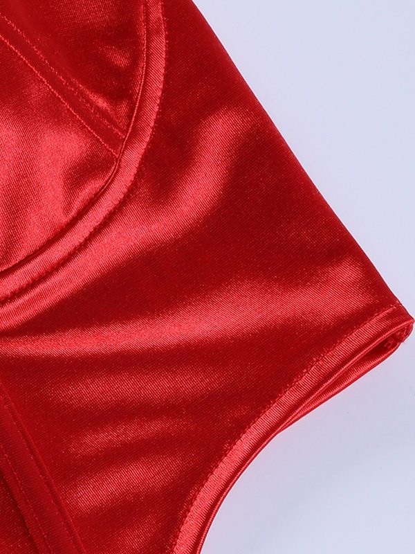 EMMIOL Top corsé de satén con cuello en V