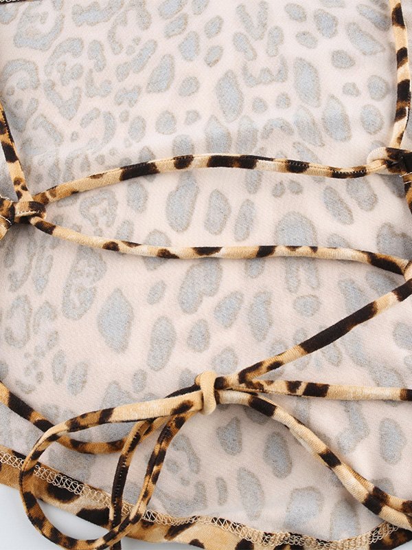 EMMIOL Cross Back Leopard Crop Cami Top