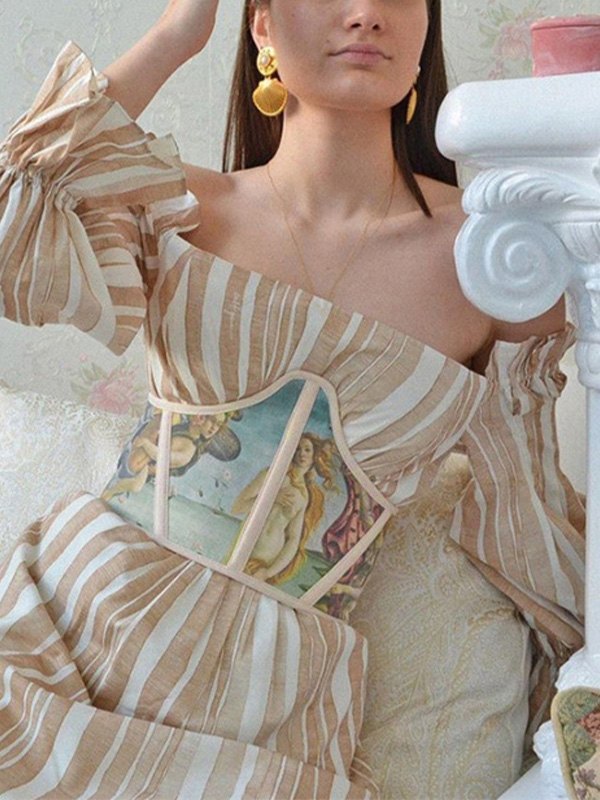 EMMIOL Splice Oil Painting Corset Top