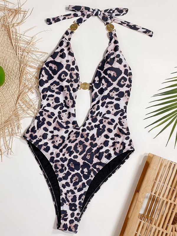 EMMIOL Costume da bagno intero con stampa leopardata