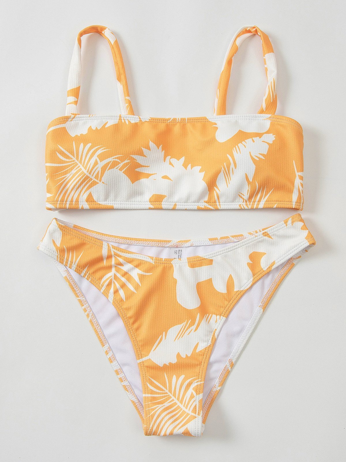EMMIOL Rib Tropical Plants Bikini Swimsuit