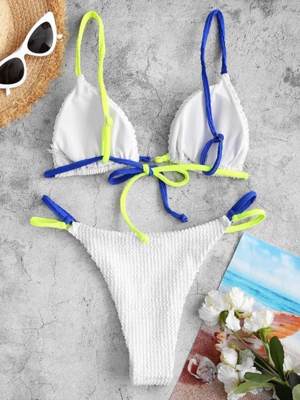 EMMIOL Costume da bagno bikini a triangolo a costine