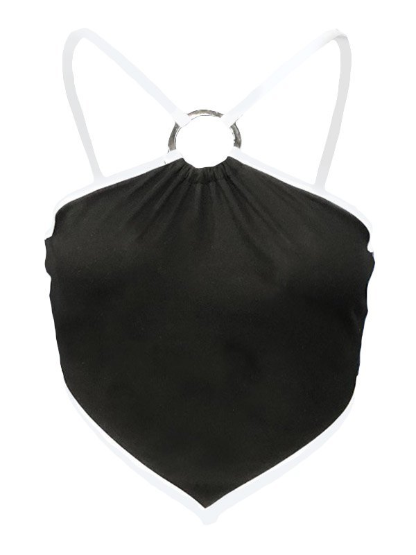 EMMIOL Top de tirantes asimétrico con cuello halter en contraste