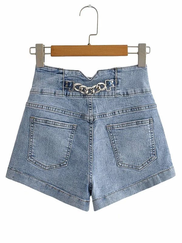EMMIOL Buttoned Stretch Slim Denim Shorts