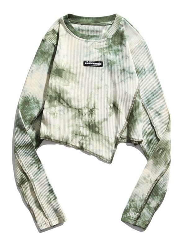 EMMIOL Unregelmäßiges Tie-Dye-Crop-Top