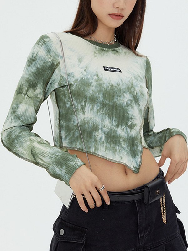 EMMIOL Unregelmäßiges Tie-Dye-Crop-Top