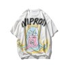 EMMIOL Camiseta con estampado de grafiti de gato feroz para hombre