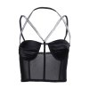 EMMIOL Mesh Glitter Strappy Corset Top