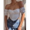 EMMIOL Asymmetrisches Bardot Crop Top