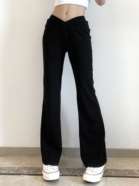 POL Raw Hem Embroidered Flare Pants