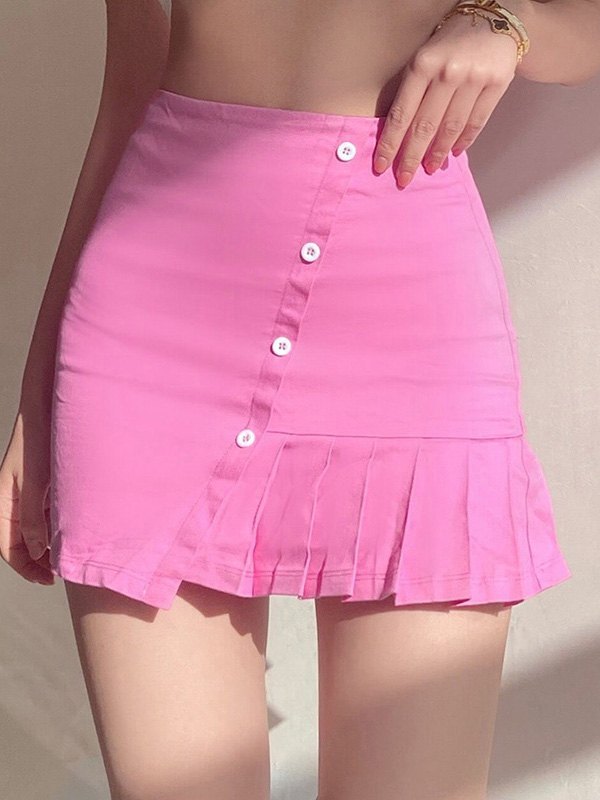 EMMIOL Irregular Pleated Mini Skirt