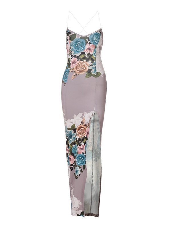 EMMIOL Open Back Floral Slit Maxi Dress