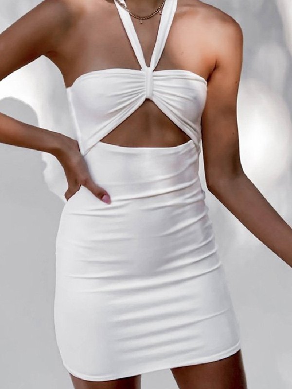 EMMIOL Minivestido ajustado con escote halter recortado