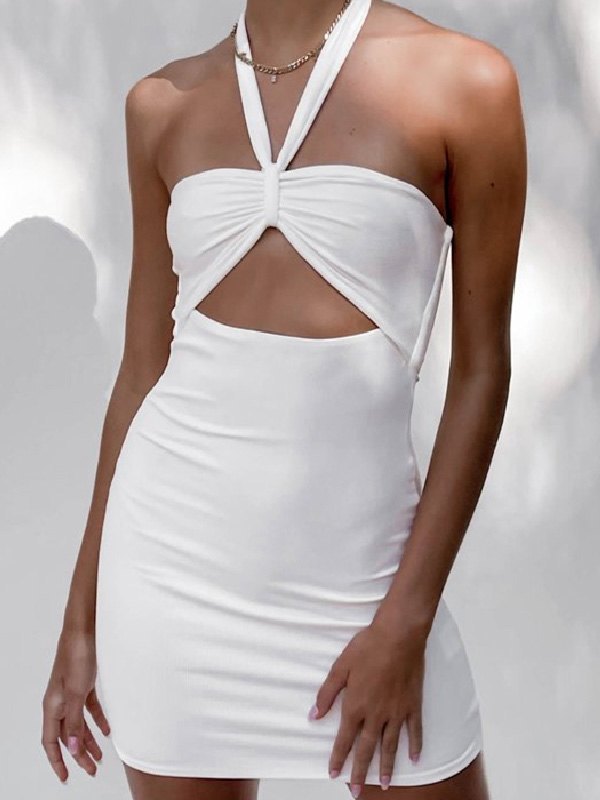 EMMIOL Minivestido ajustado con escote halter recortado