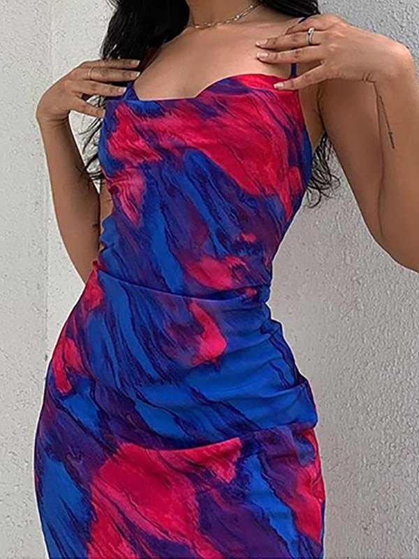 EMMIOL Cowl Neck Printed Slip Maxi Dress