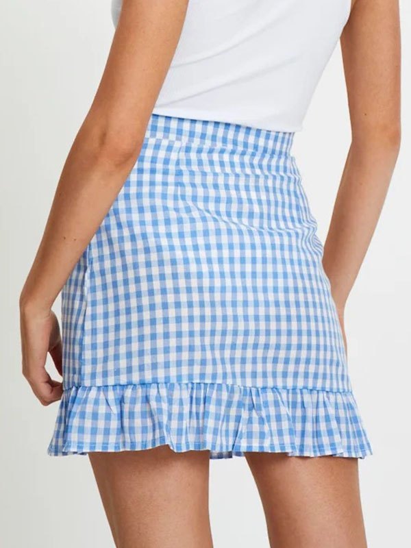 EMMIOL Gingham Ruffle Mini Skirt